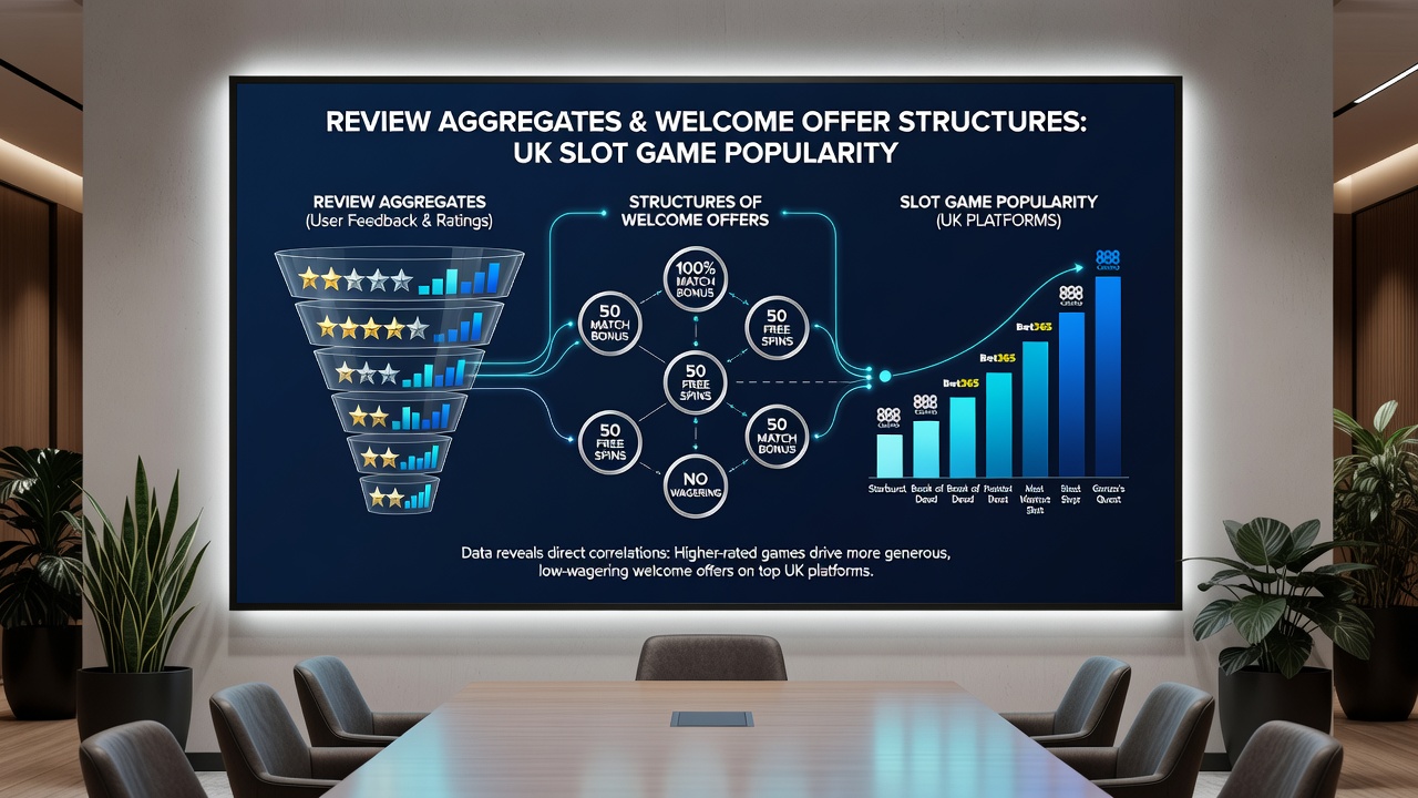 Graph illustrating slot popularity rankings versus welcome bonus components across UK casino platforms